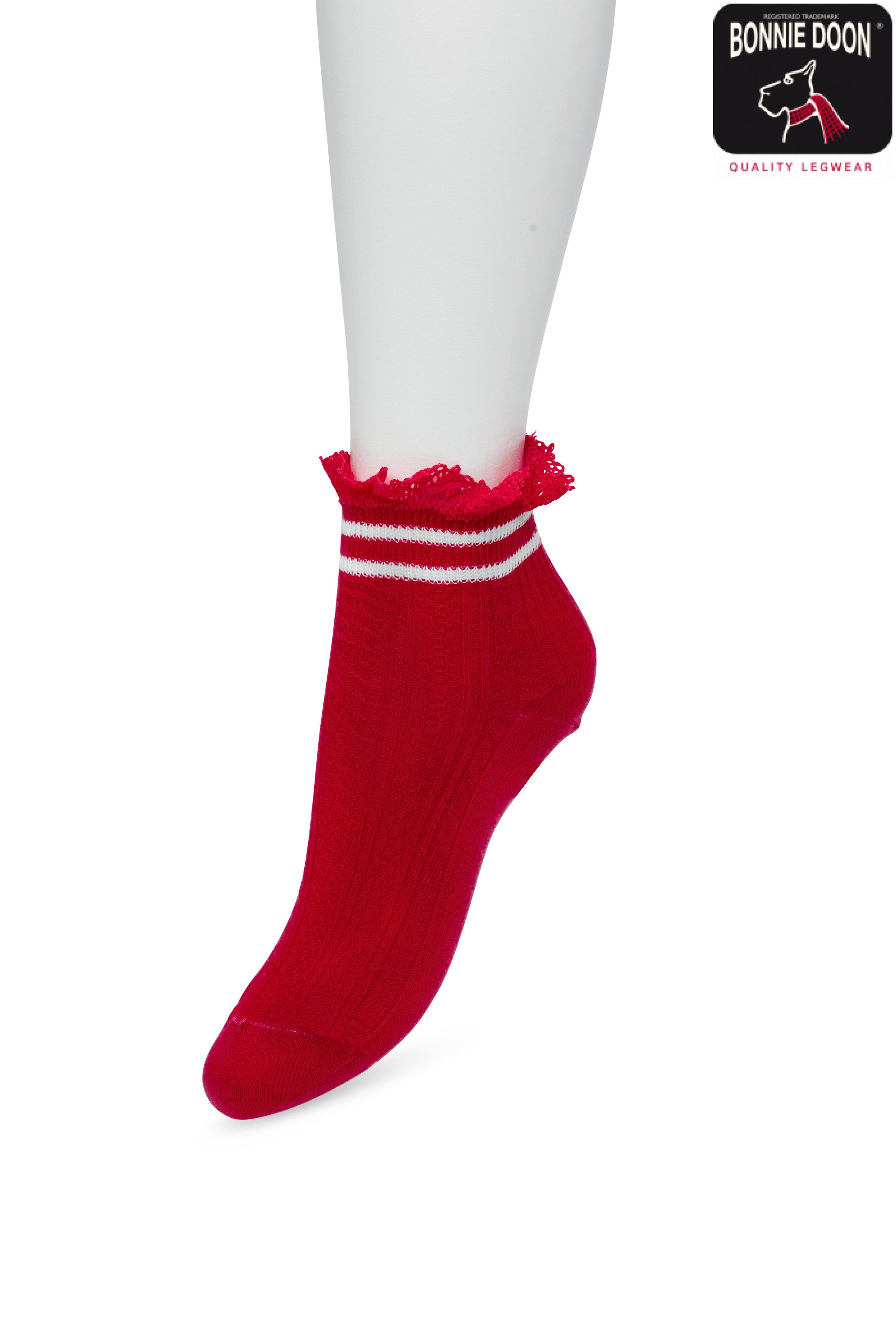Sporty Lace Quarter sock Red