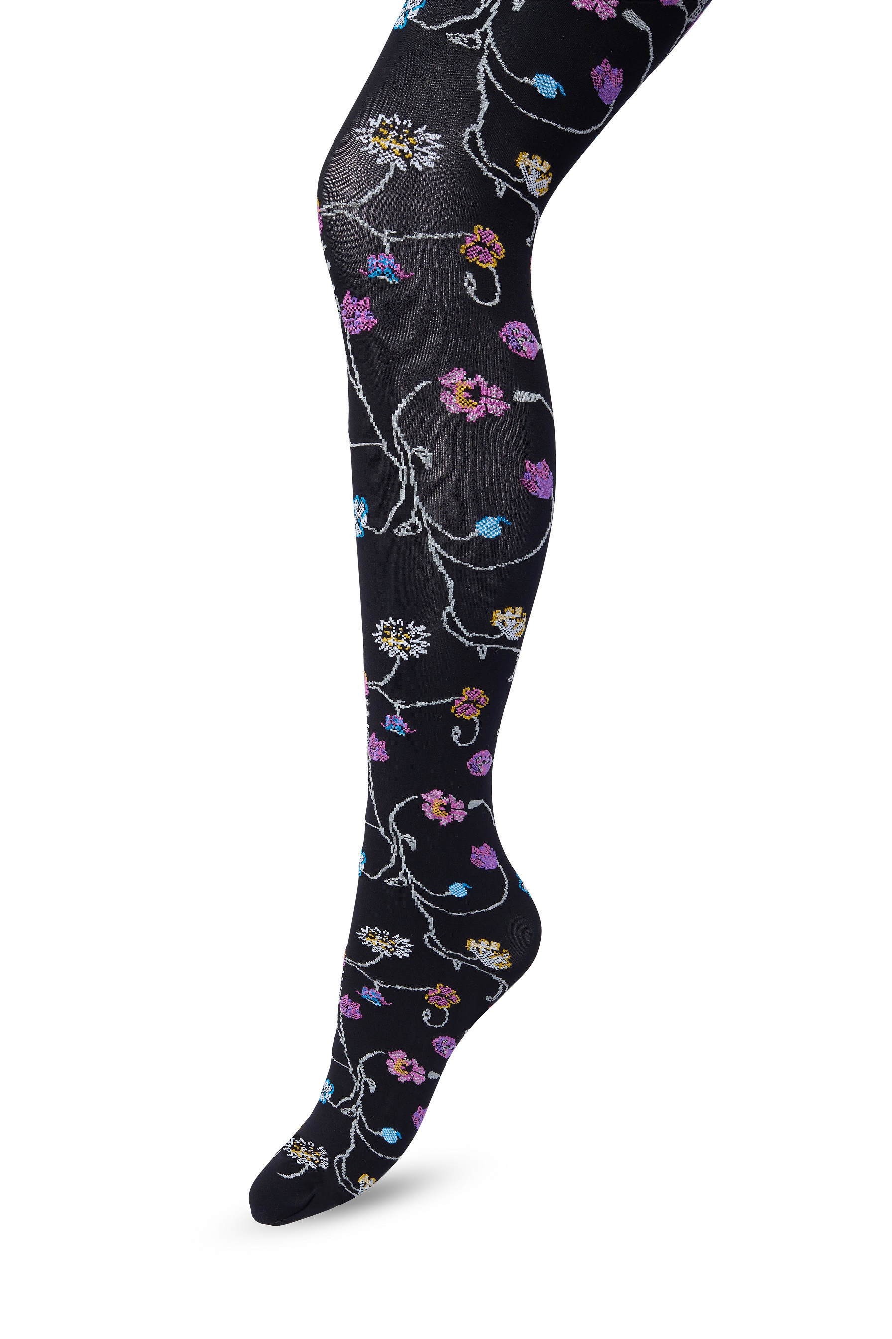Floral Tights Black