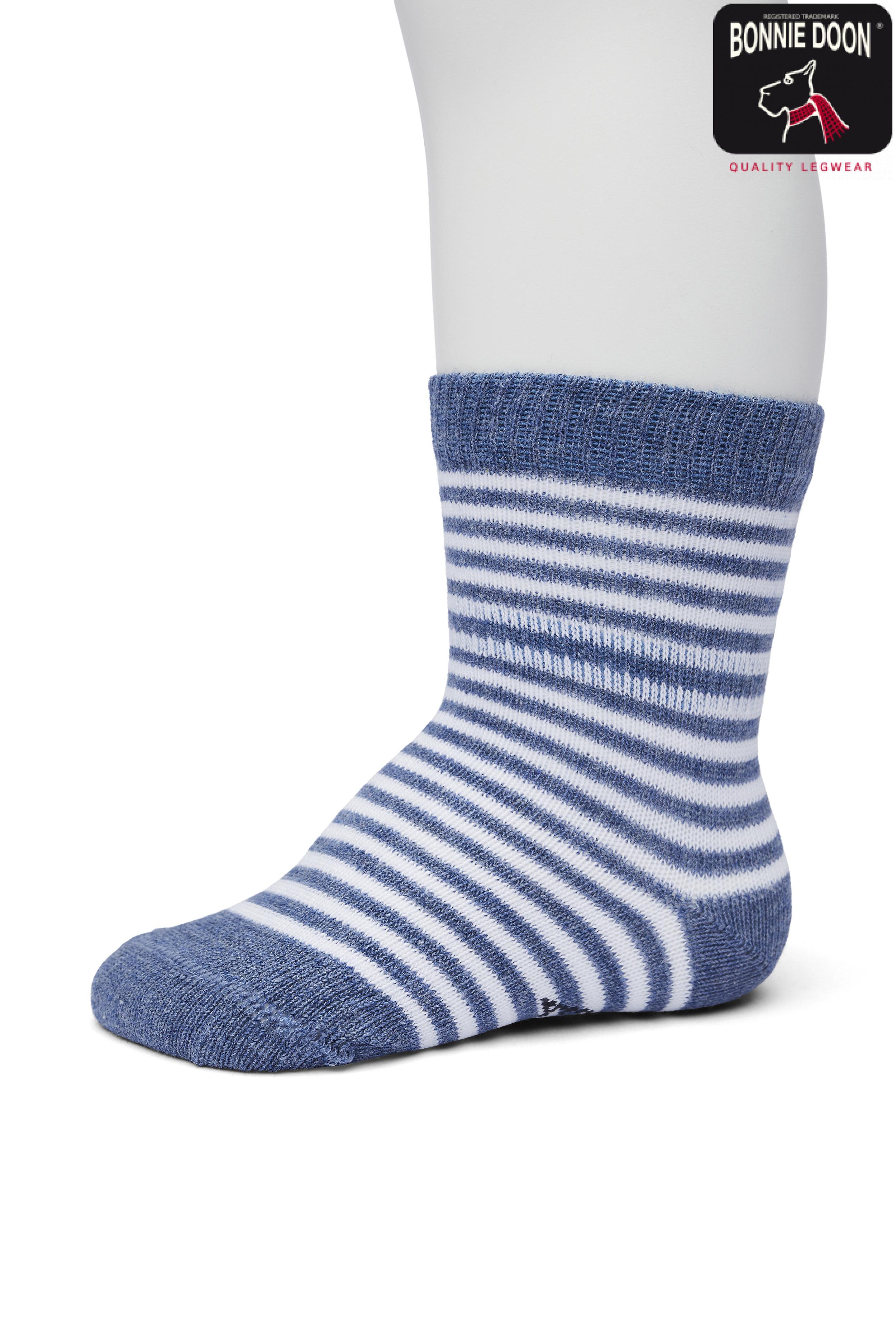 Basic Stripe sock Organic Jeans heather white