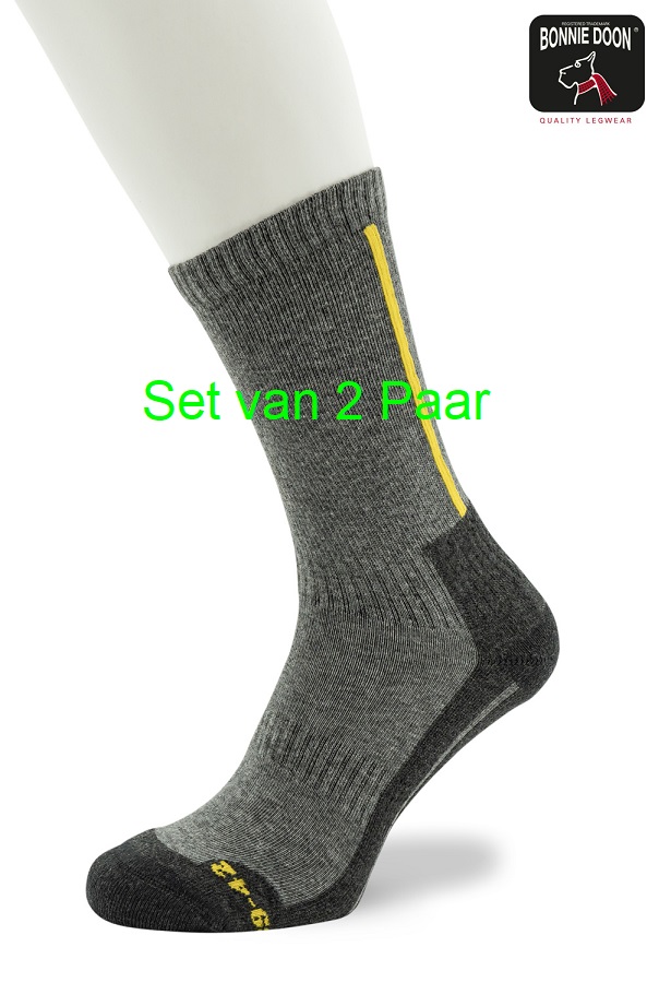 Working Sock Cotton set of 2 pairs Grey mele yellow