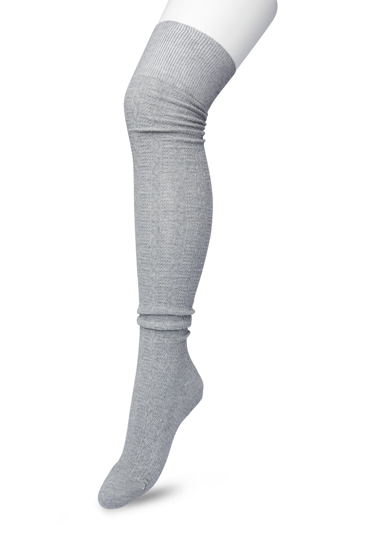 Classic Cable Over Knee Sock Medium grey heather