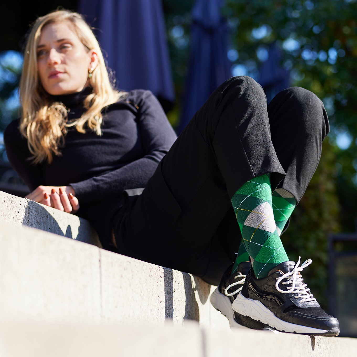 Argyle knee high Black