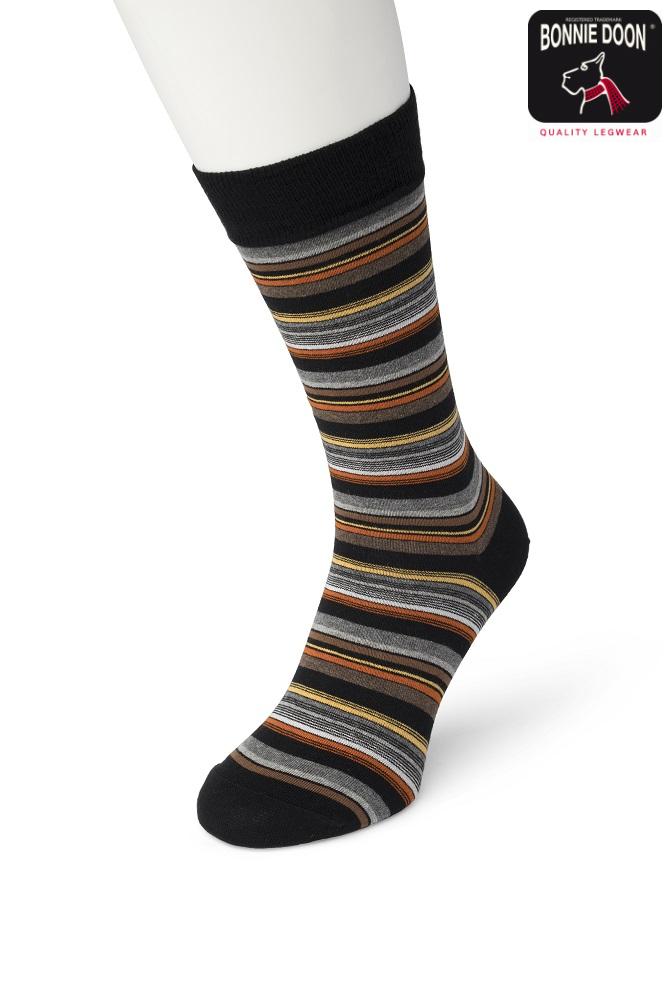 Jersey Stripes sock Black oxford heather