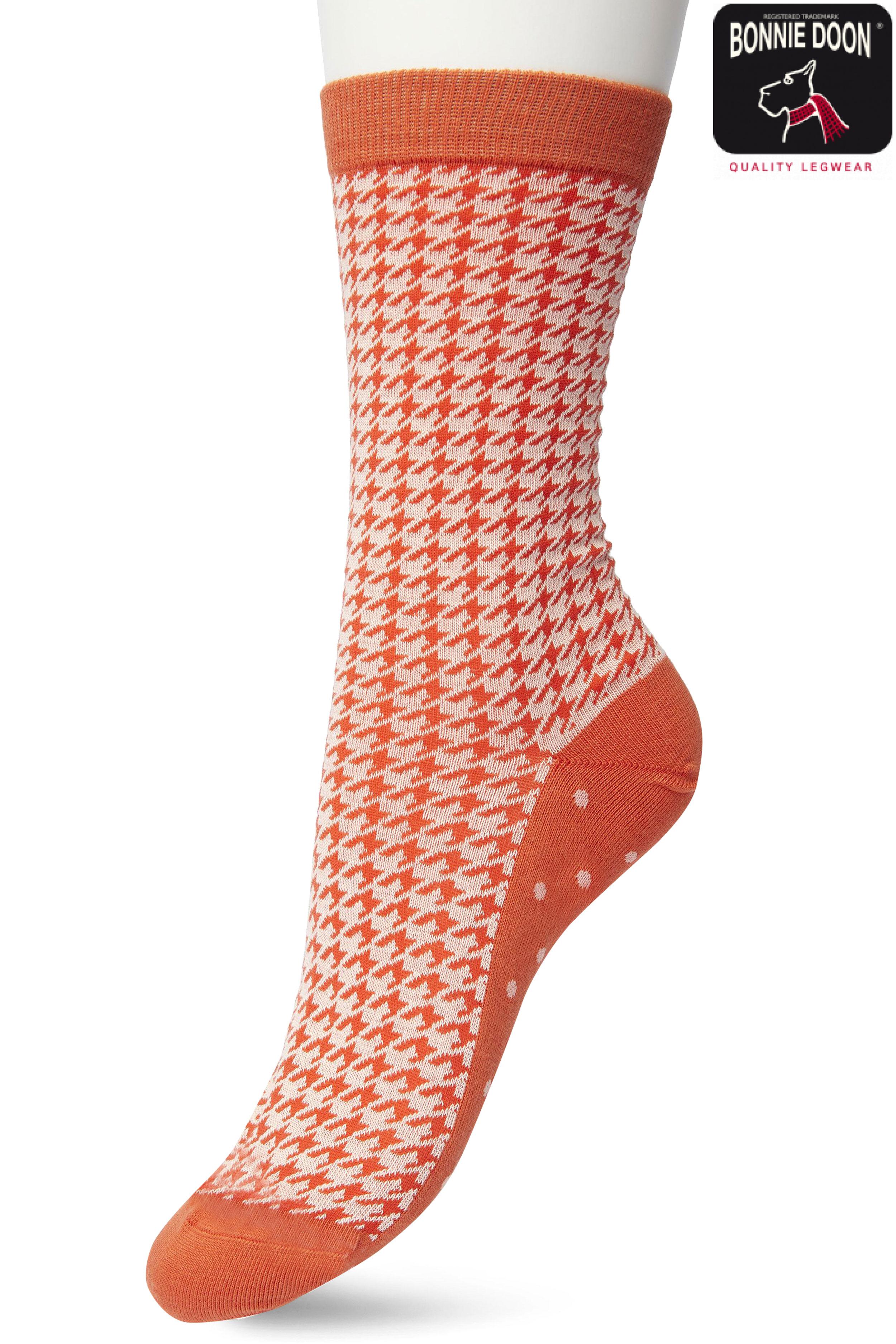 Houndstooth sock Burnt sienna