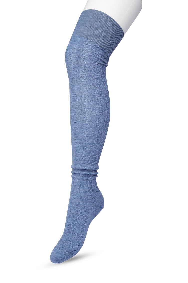 Classic Cable Over Knee Sock Jeans blue heather