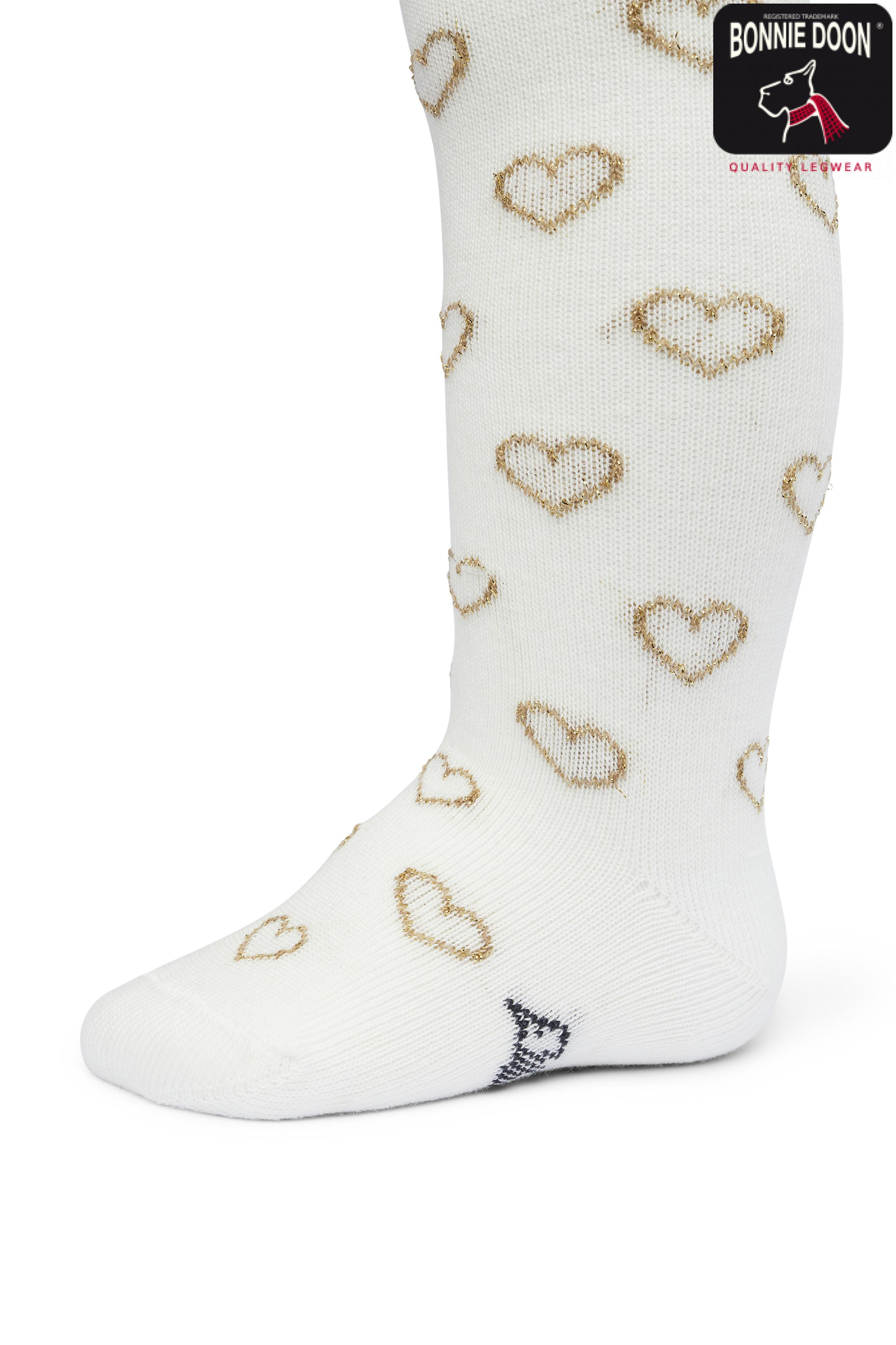 Lurex hearts tights organic Snow white gold