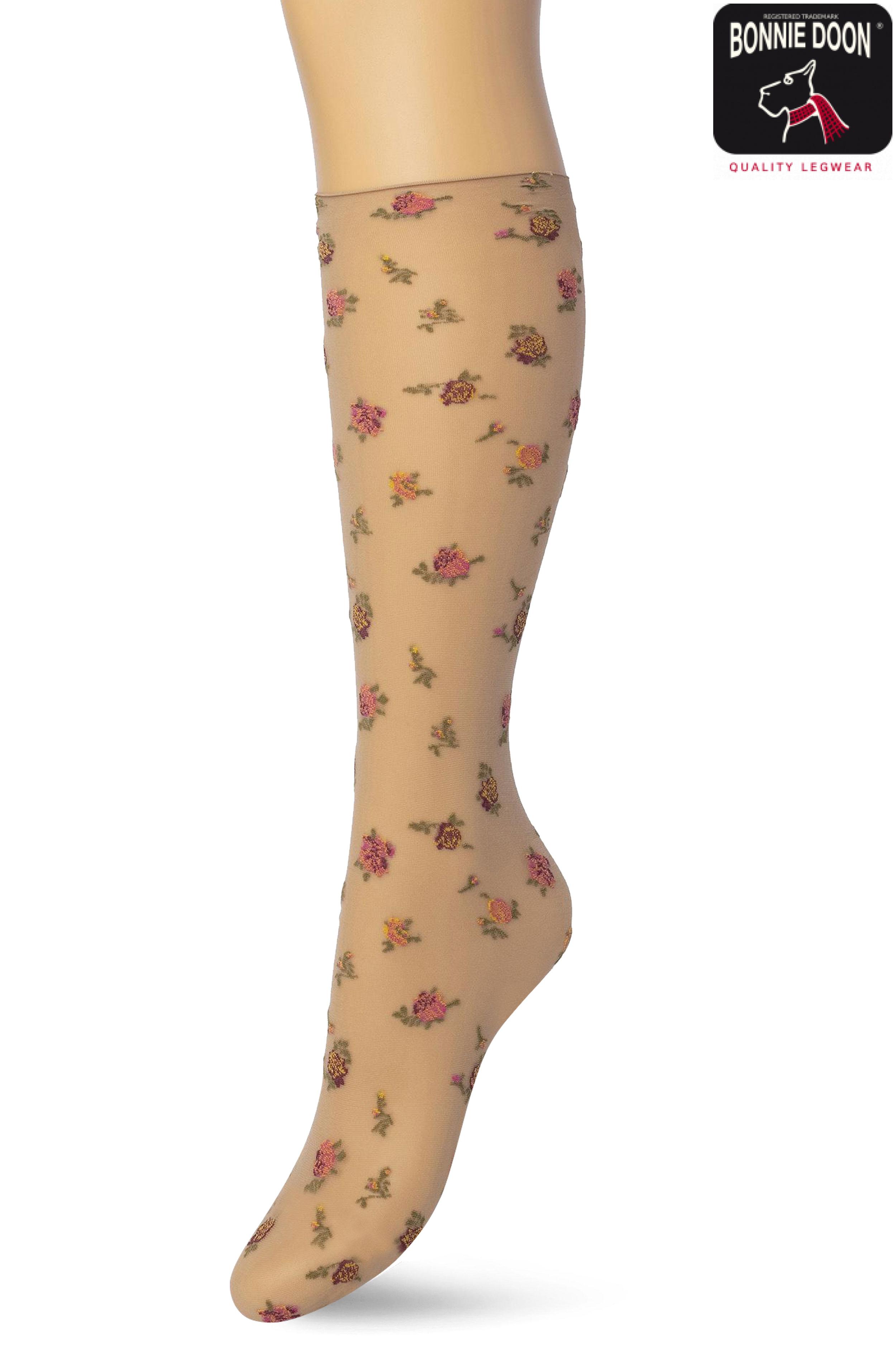 English Flower knee high Bordeaux