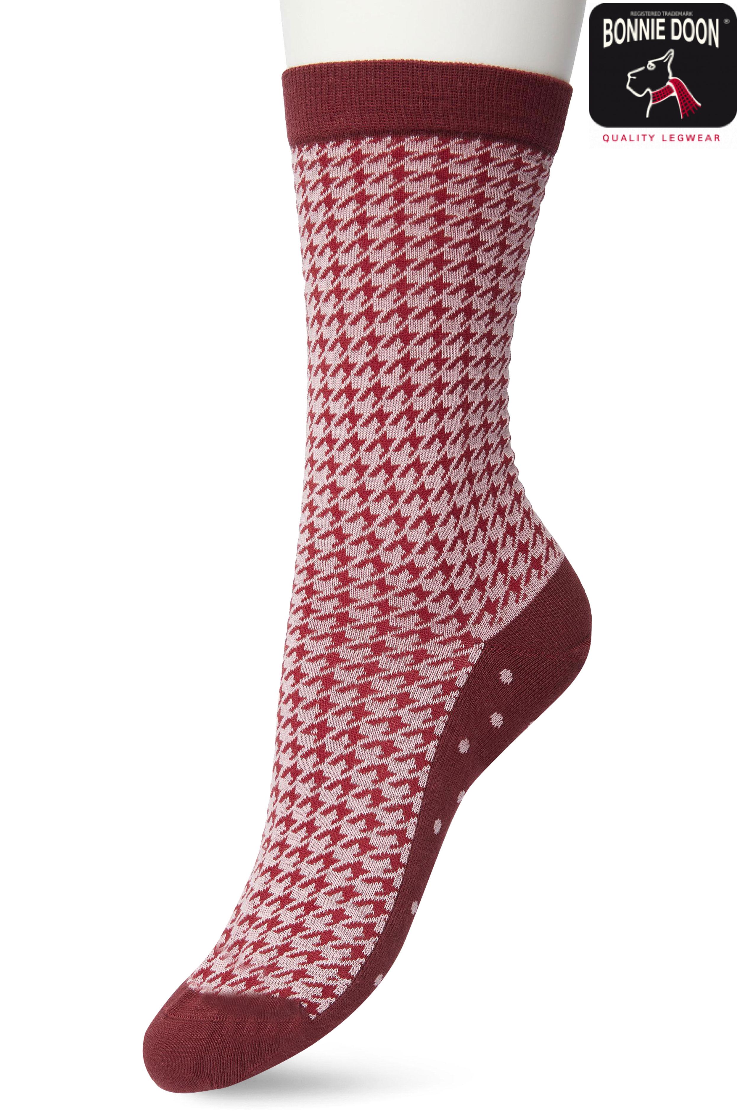 Houndstooth sock Mesa rose