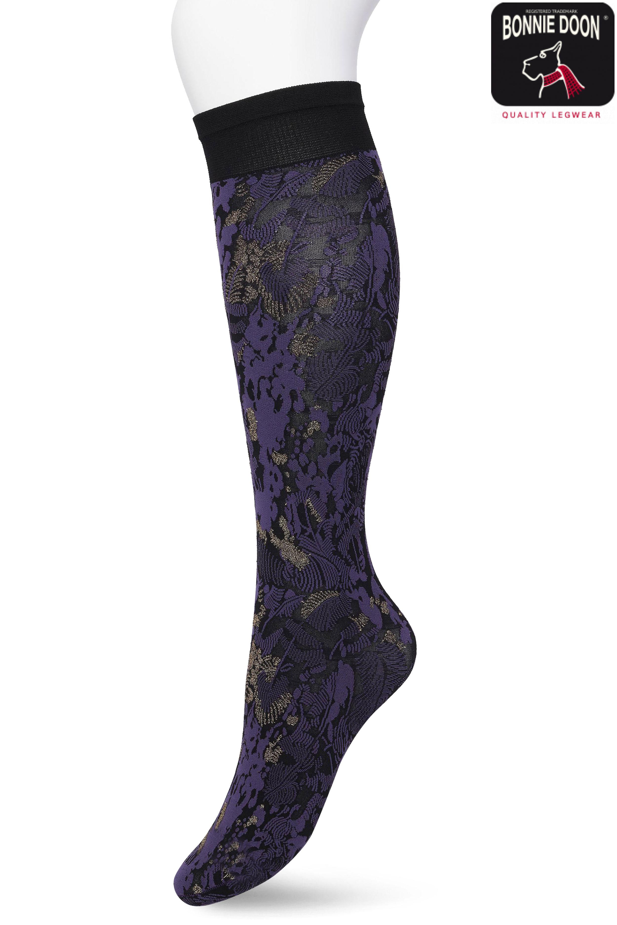 Botanical Lurex knee high Purple velvet