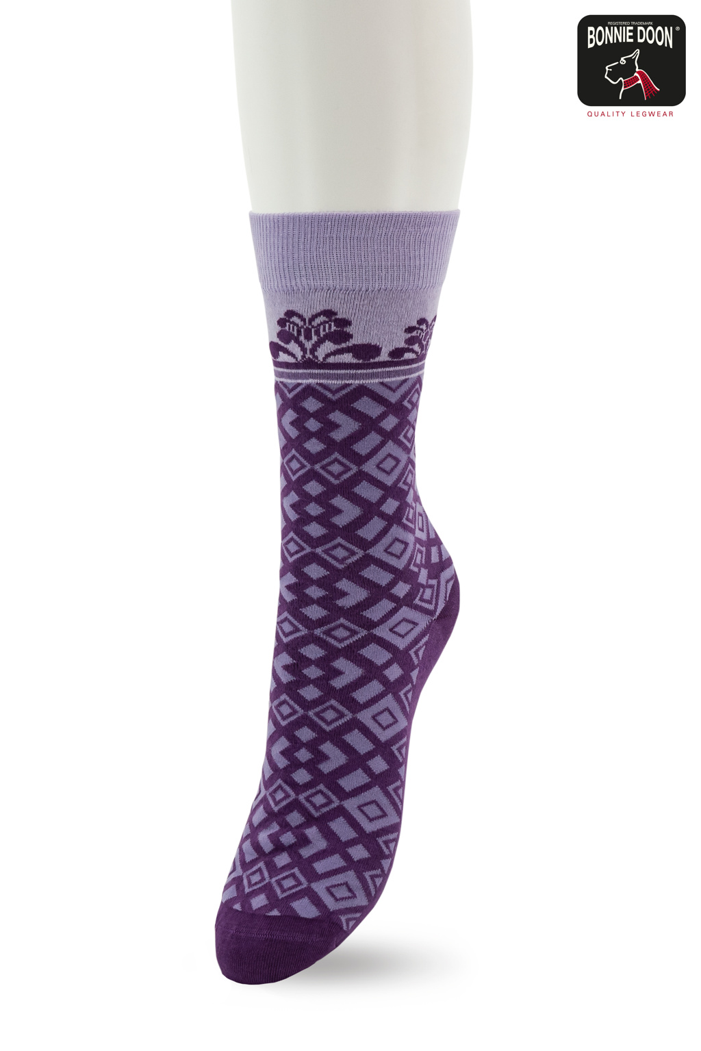 Geometric Border Sock Sweet lavender