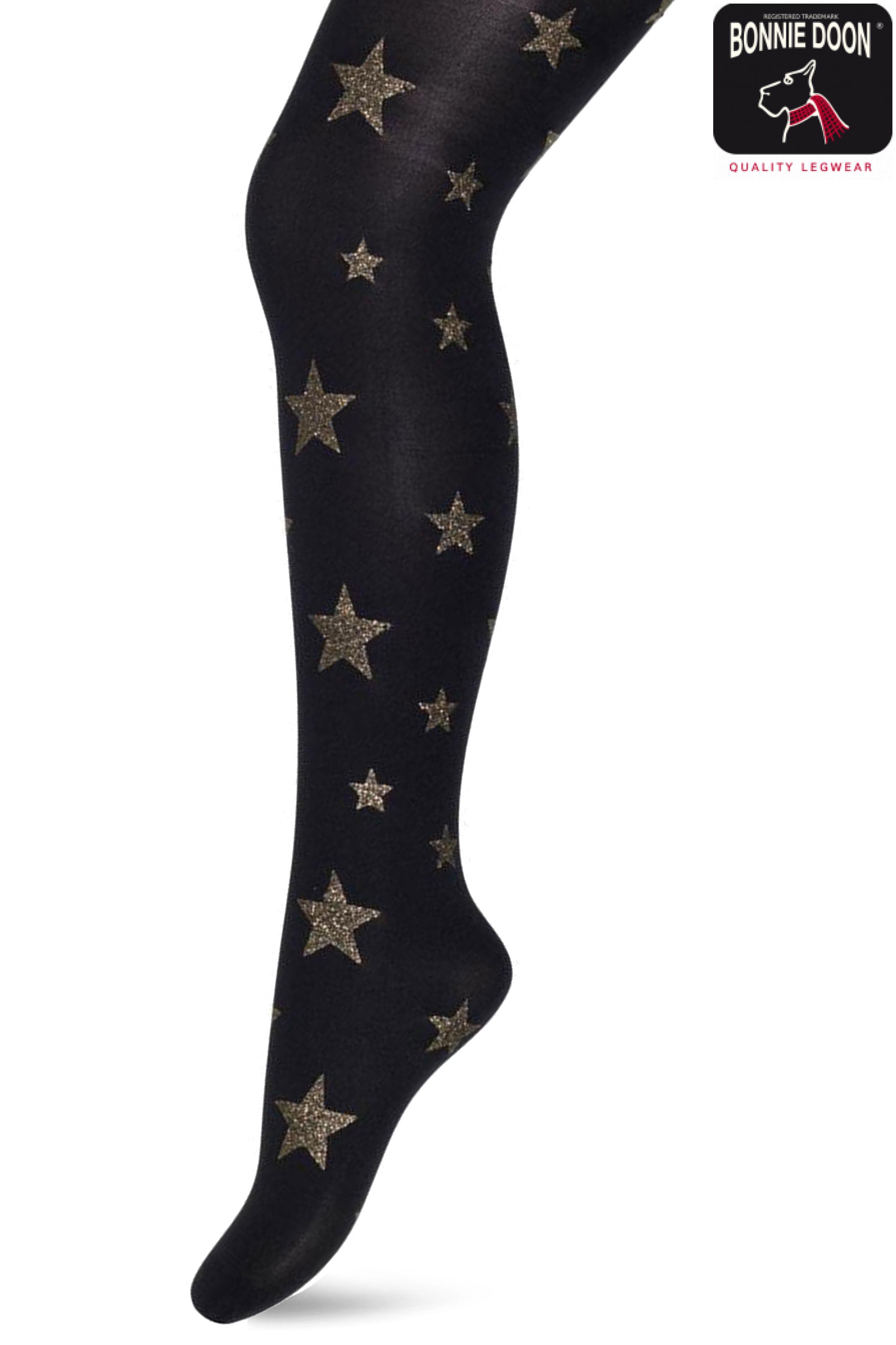 Twinkling stars tights Black gold