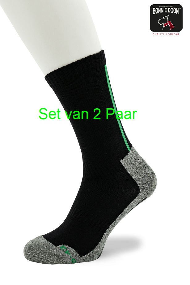Working Sock Cotton set of 2 pairs Black green