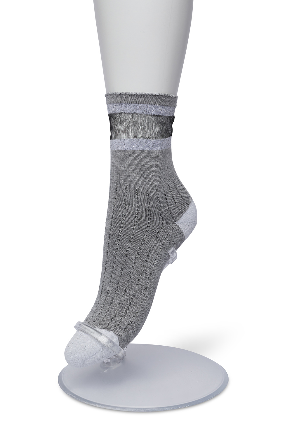 Glittering Two Stripe sock Grey silver