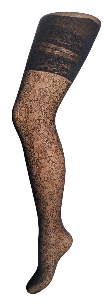 Flower Lace Tights Curvy Navy