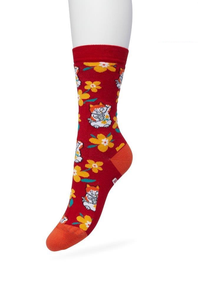 Japanese Lucky Cat sock Chili pepper