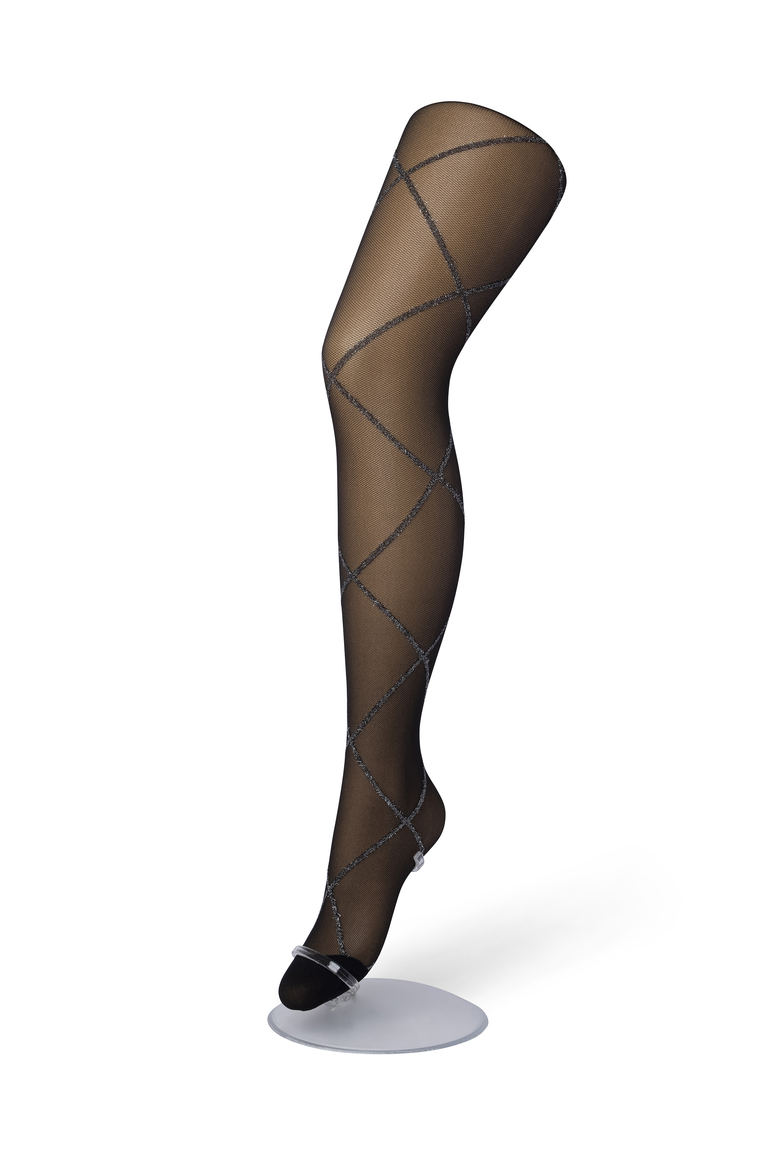 Lurex Rhombus Tights Black silver