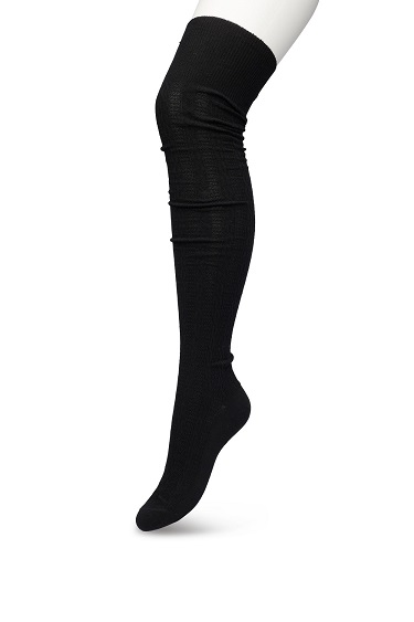 Classic Cable Over Knee Sock Black