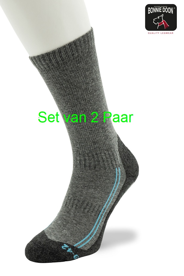 Walking Socks Cotton  set of 2 pairs Grey Mele /Blue