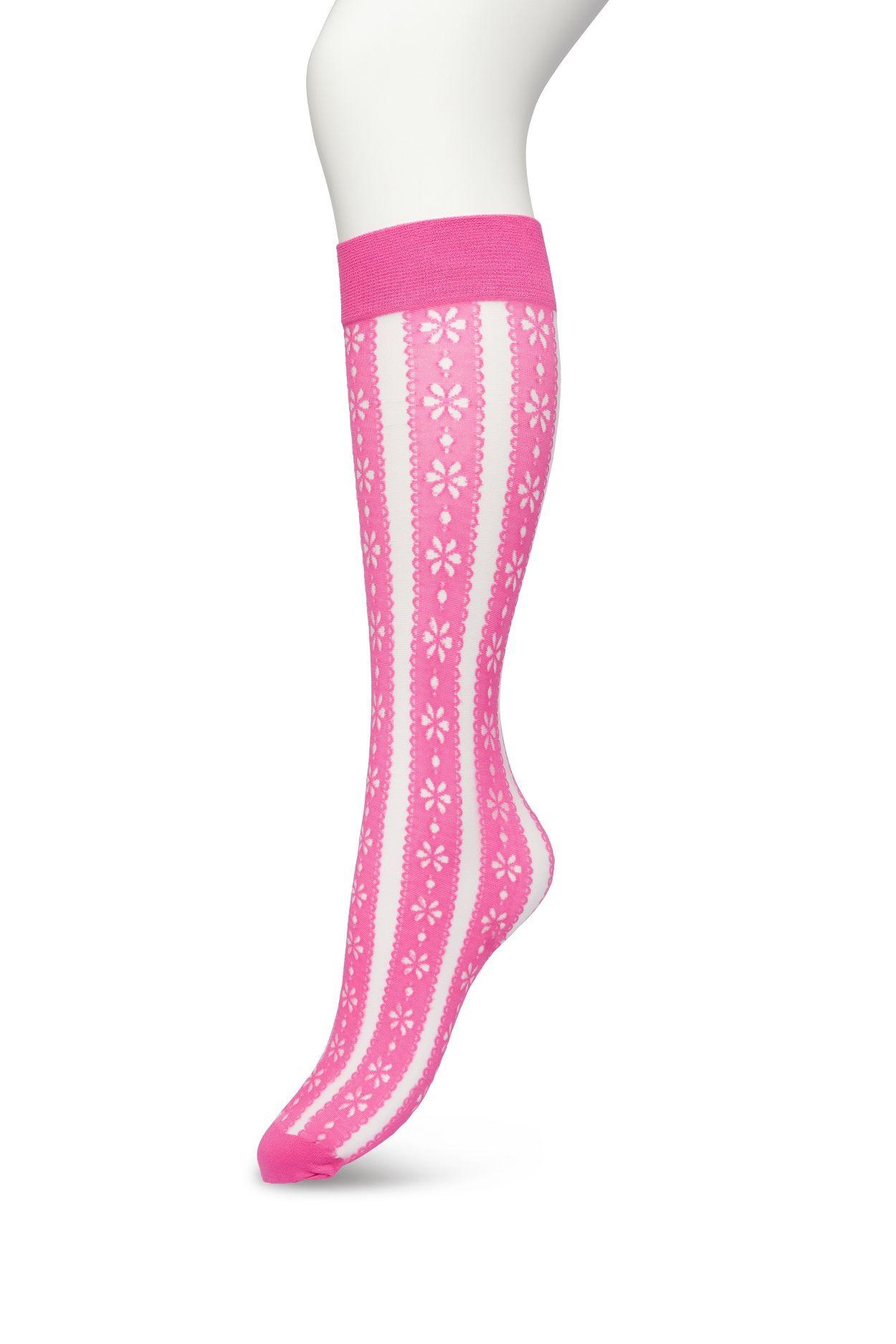Flower Stripe Knee-High Rose violet