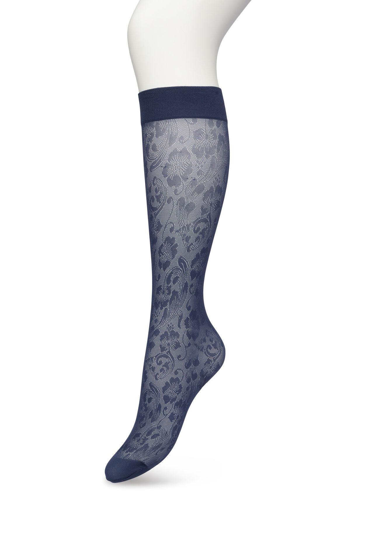 Fancy Flower Knee-High Navy