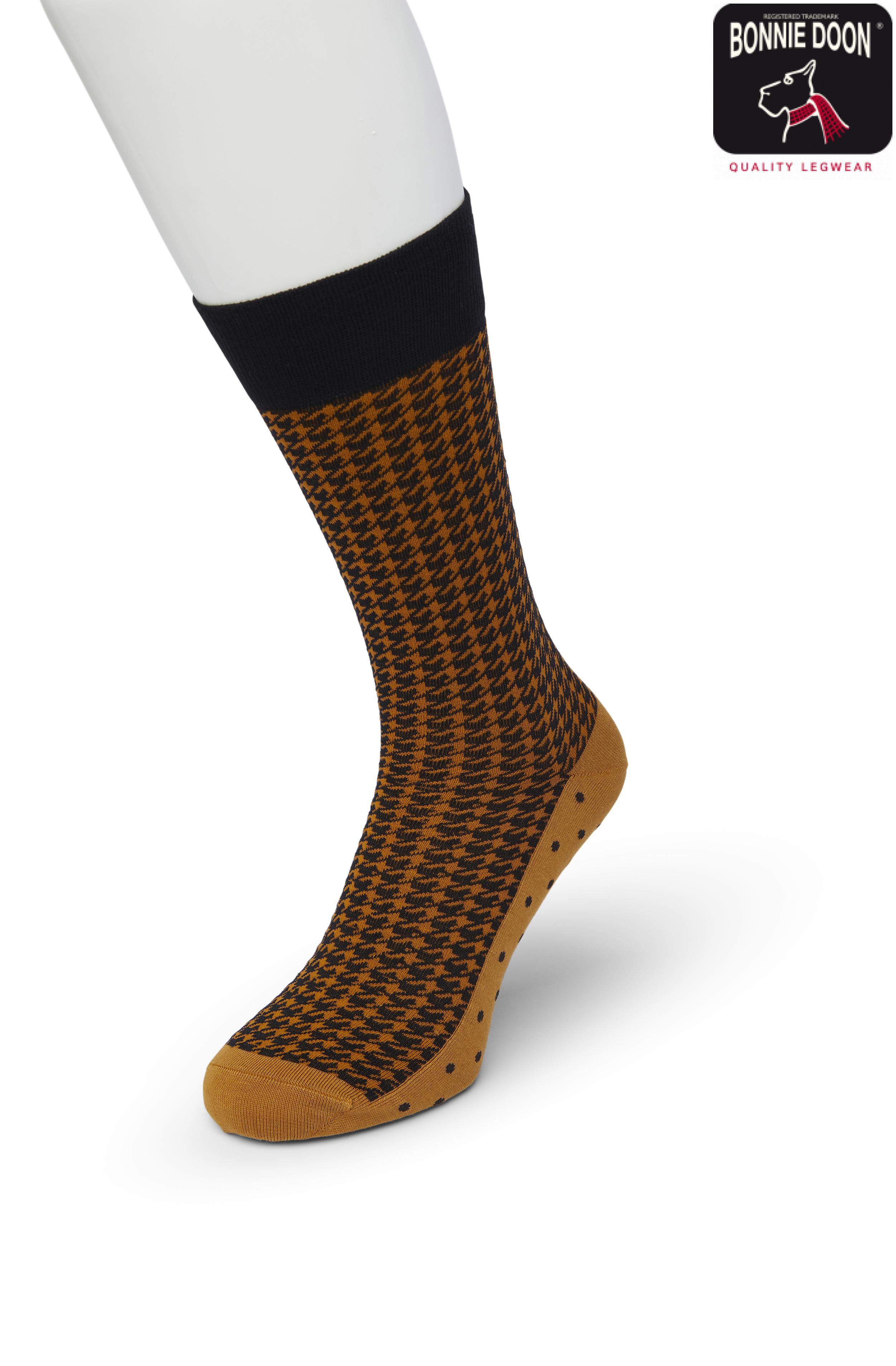 Houndstooth sock Sudan brown