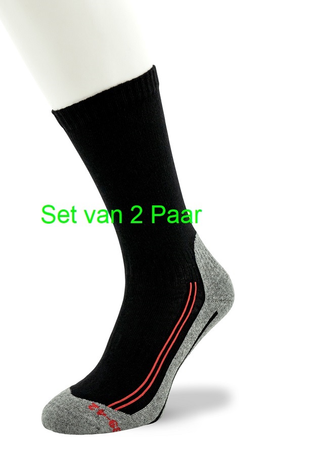 Walking Socks Cotton  set of 2 pairs Black red