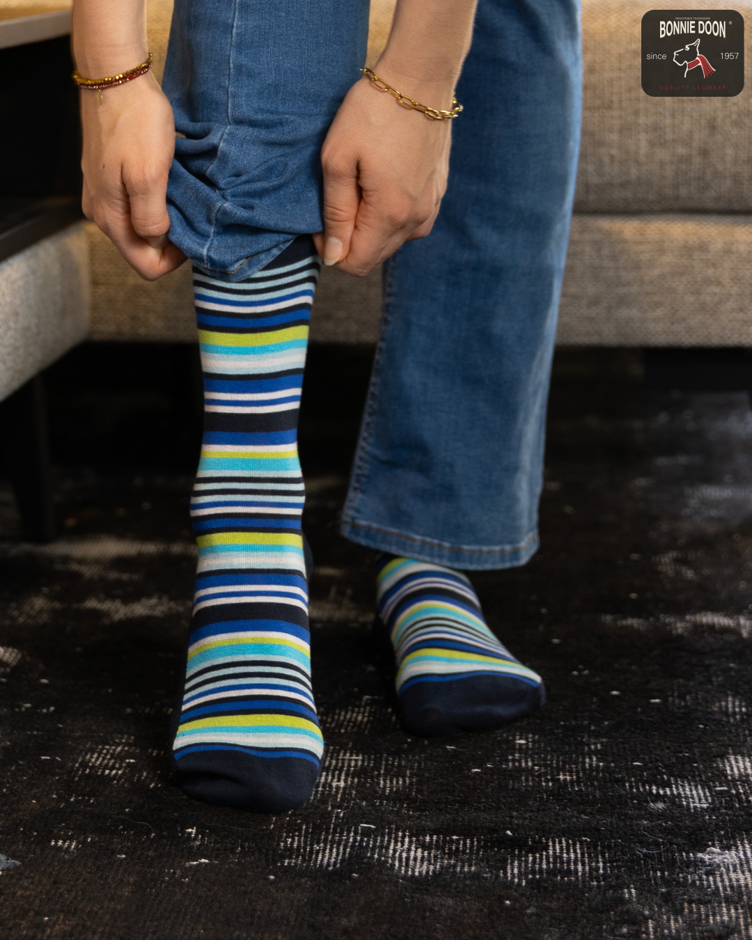 Funky Stripes sock Blue Quartz