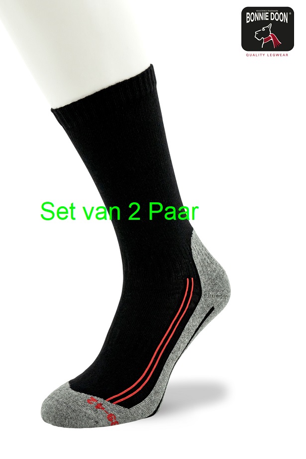 Walking Socks Cotton  set of 2 pairs Black red