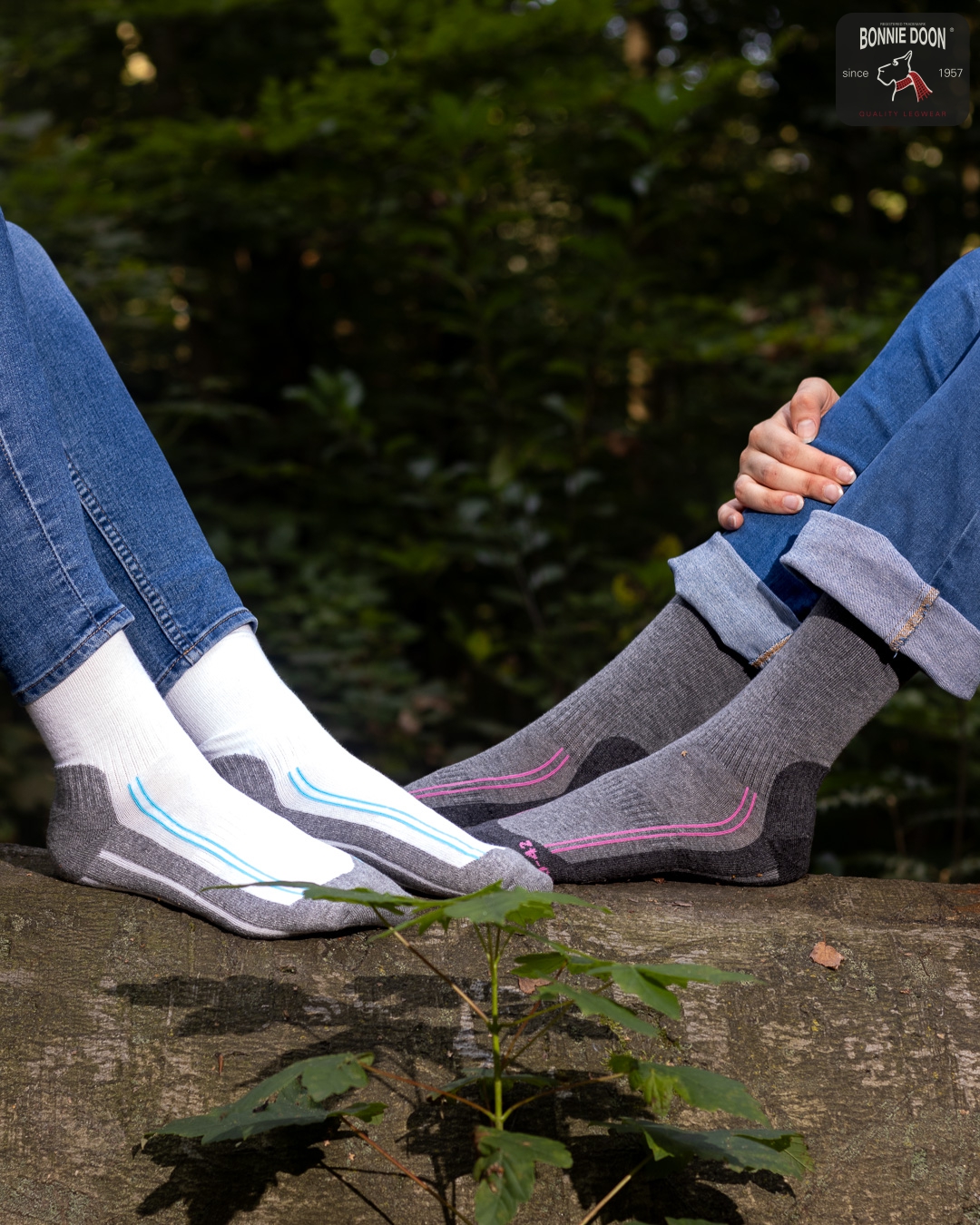 Walking Socks Cotton  set of 2 pairs White blue
